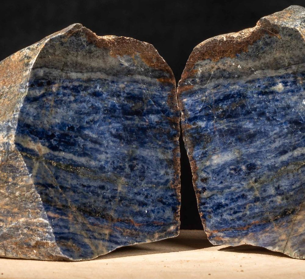 Split Sodalite Pair with Pyrite, Brazil